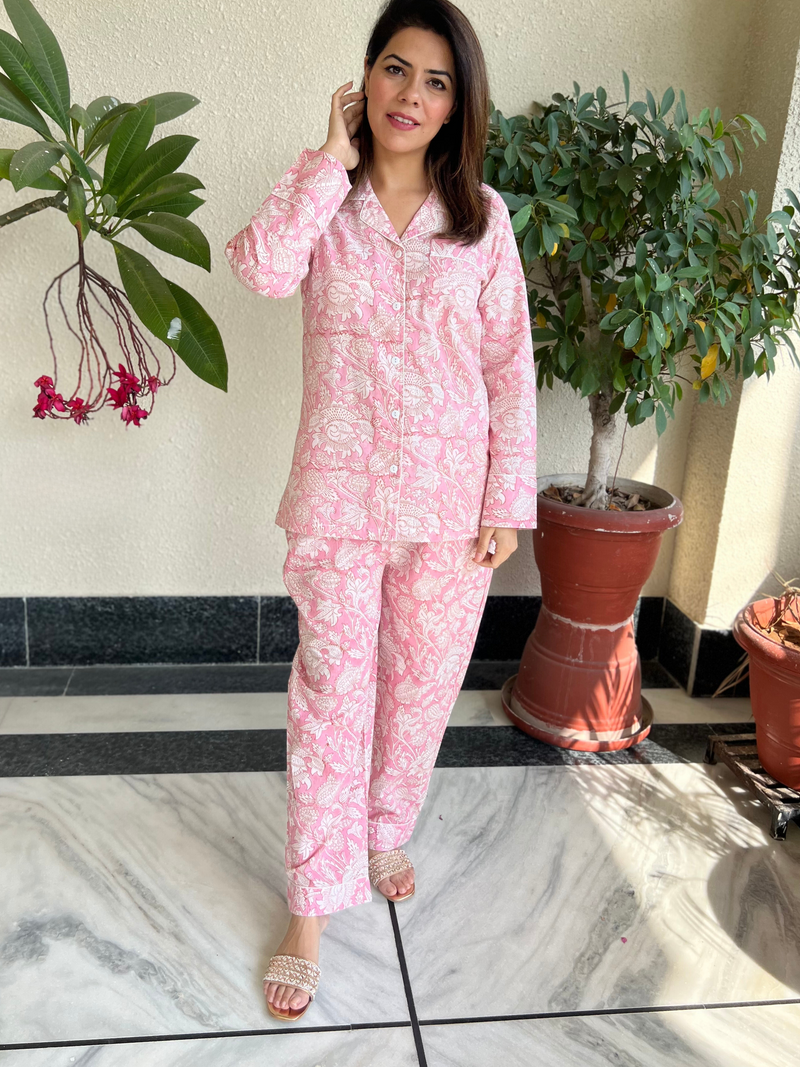 Pink Printed Lounge Set