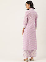 Lavender Printed Kurta and Palazzo Set