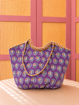 Purple Booti Basket Quilted Boho Tote Bag
