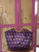 Purple Booti Basket Quilted Boho Tote Bag