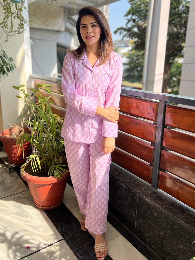 Lavender Printed Lounge Set