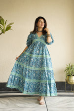 Jheel Turquoise Printed Dress