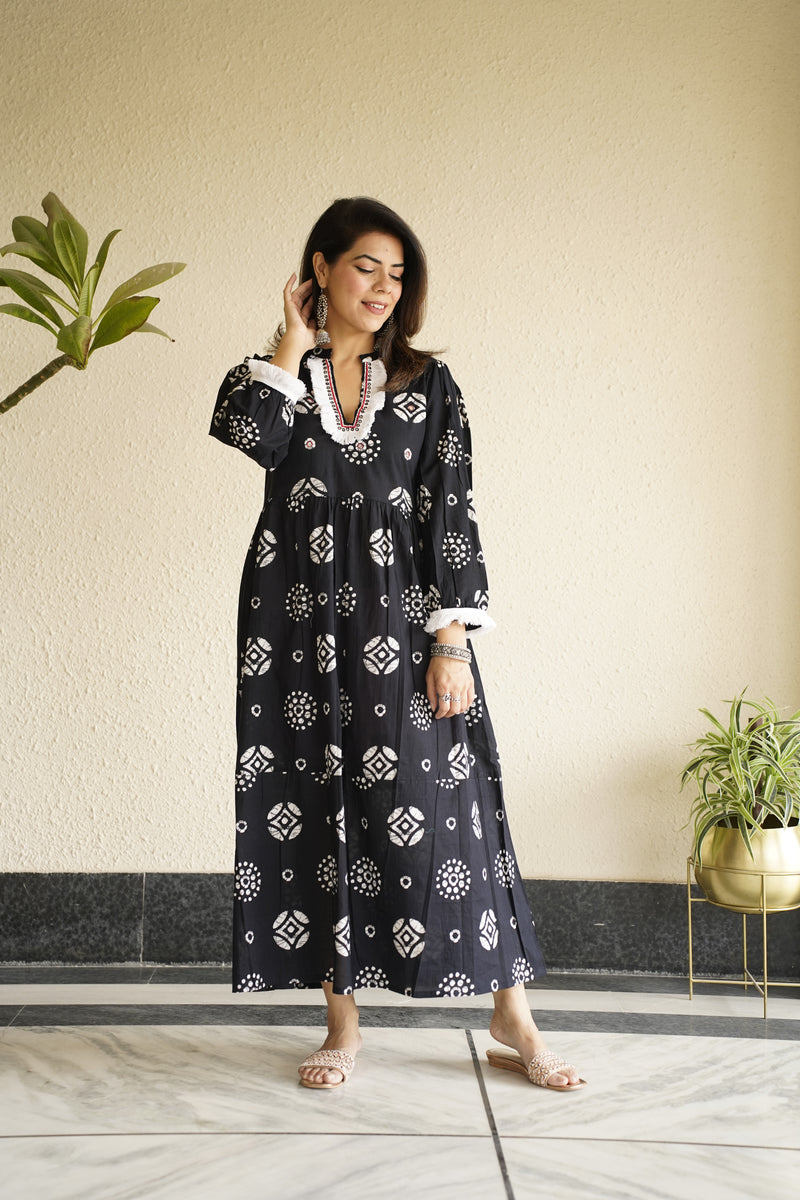 Bandhani Black Printed Dress