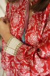 Ganga Red Floral Print Cotton Top