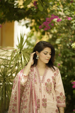 Pink Printed Sequinned Pure Cotton Kurta with Trousers & Dupatta