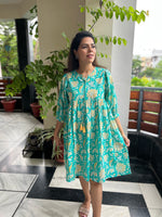 Turquoise Printed Cotton Dress