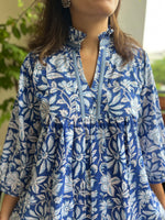 Blue Printed Cotton Dress