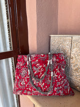 Red Jaal Shoulder Bag with Zip
