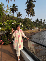 White Palm Printed Cotton Co-Ord Set