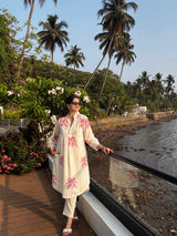 White Palm Printed Cotton Co-Ord Set