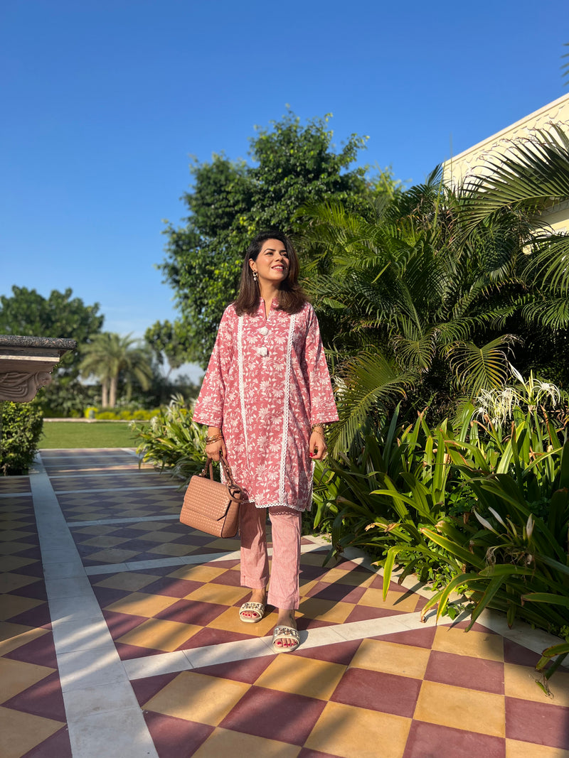 Blush Printed Pakistani Kurta Pants Set