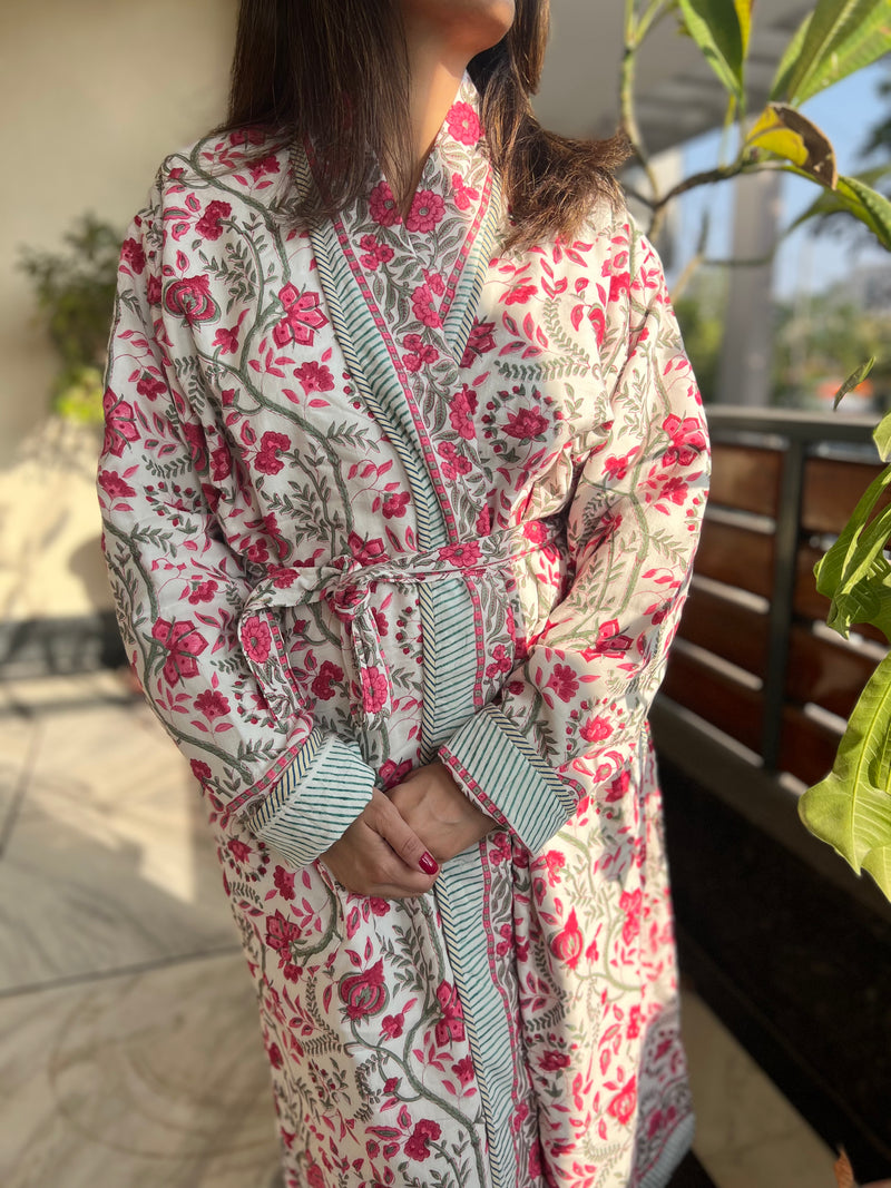 Experience ultimate comfort with the Kashmiri Reversible Quilted Robe ...