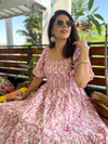 Pink Smocking Printed Dress