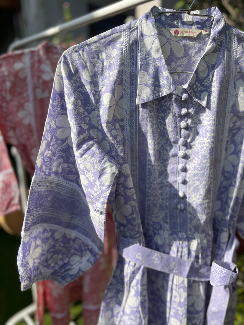 Lavender Printed Tier Cotton Dress