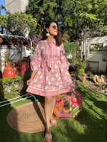 Rose flower printed tier dress