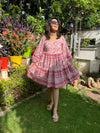 Pink Peony Printed  Tier Dress