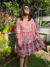 Pink Peony Printed  Tier Dress