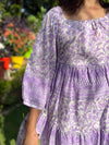 Lavender Printed Cotton Tier Dress