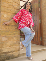 Pink Picnic Ethnic Motif Printed Cotton Top
