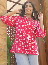 Pink Picnic Ethnic Motif Printed Cotton Top