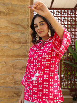Pink Picnic Ethnic Motif Printed Cotton Top