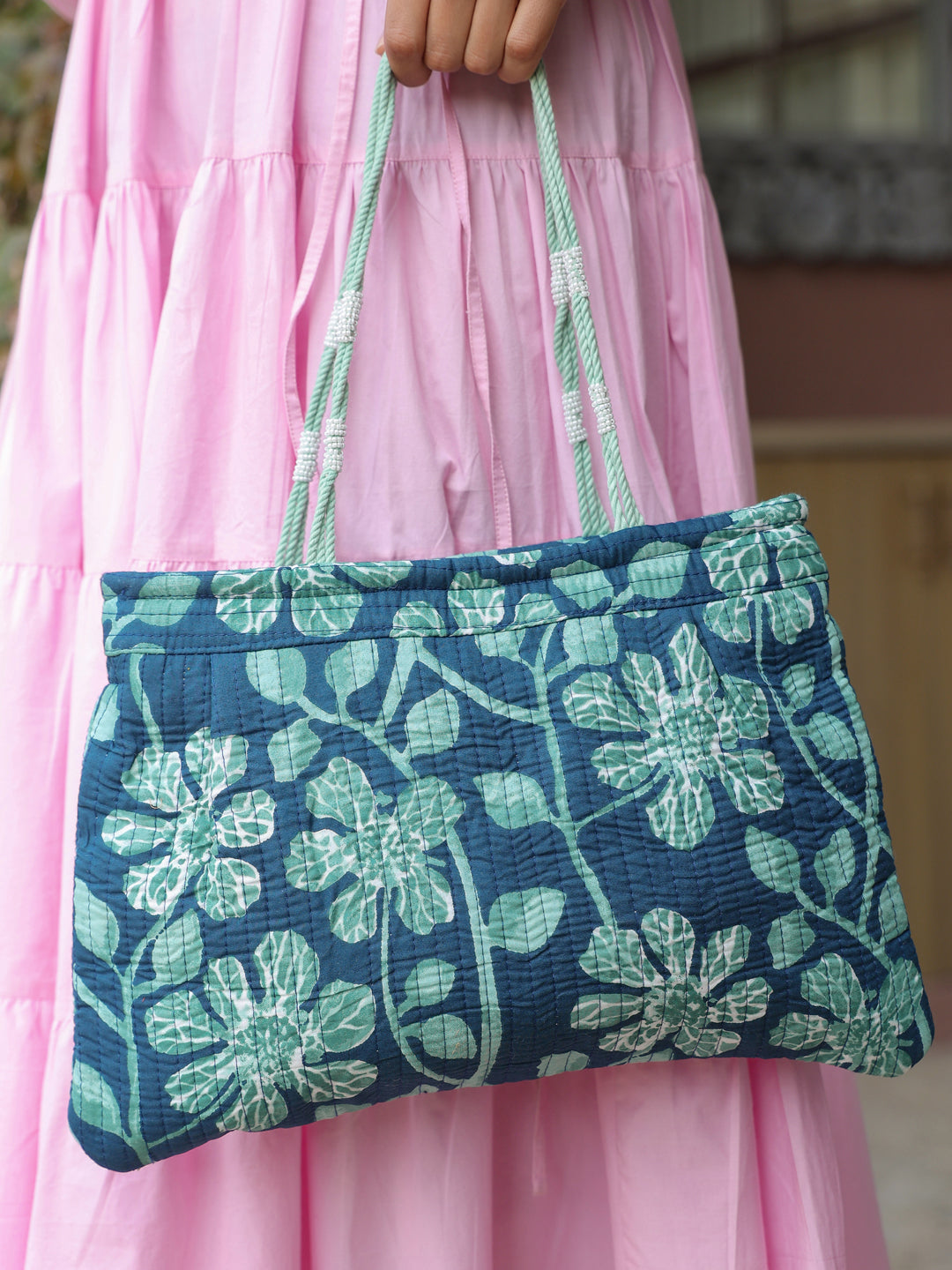 Pink Solid Embroidered Tiered Maxi Dress