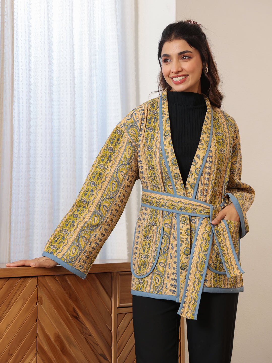 Rustic Firdaus  Reversible Quilted Jacket with Pockets