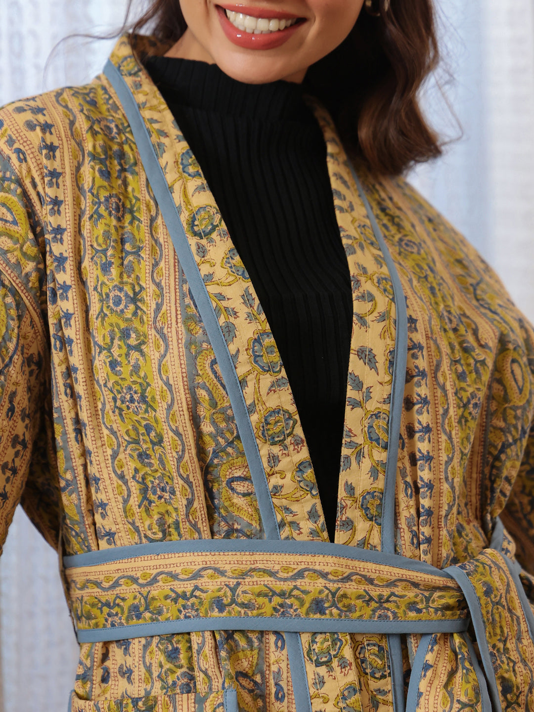 Rustic Firdaus  Reversible Quilted Jacket with Pockets