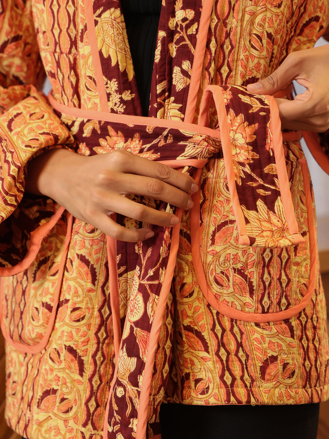 Autumn Garden Quilted Jacket with Pockets