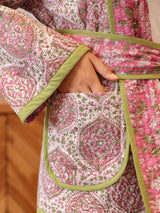 Cherry Blossom Quilted Jacket with Pockets