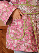 Cherry Blossom Quilted Jacket with Pockets