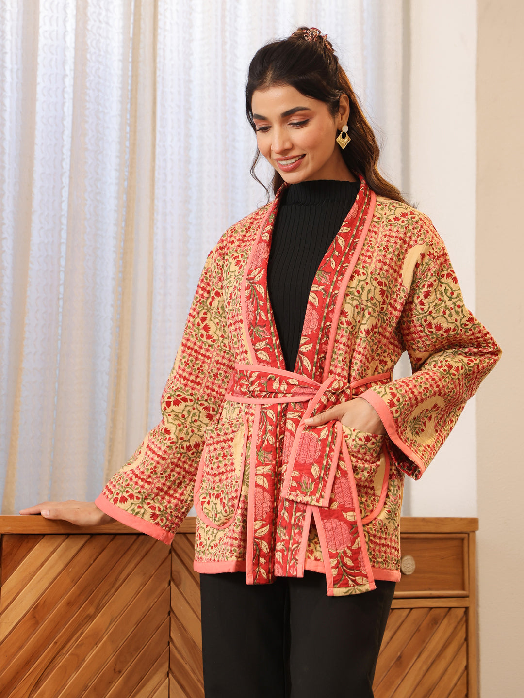 Covent Garden Rose Quilted Jacket with Pockets