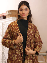 Chestnut Handblock Printed Coat with Pockets