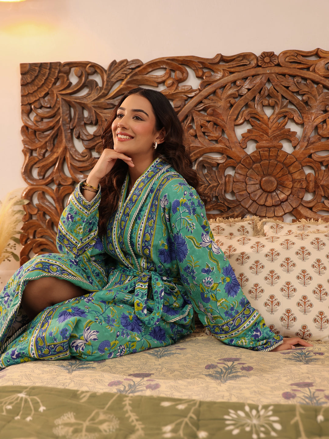 Vintage Floral Quilted Reversible Robe