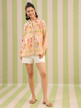 Pink Palm Breeze Flared Top with Lining