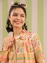 Pink Palm Breeze Flared Top with Lining