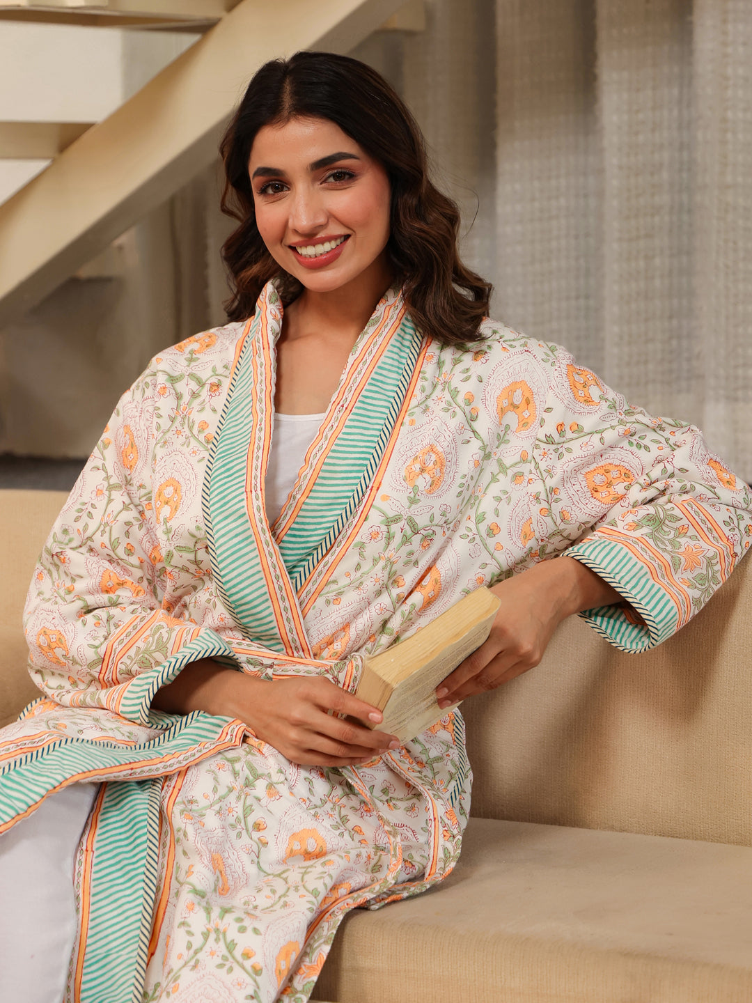 Santra Quilted Reversible Robe