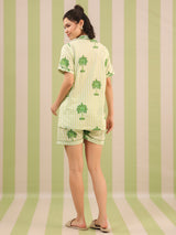 Green Palm Printed Short Lounge Set