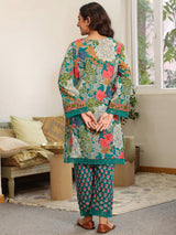 Green Printed Pakistani-Style Suit Kurta Set