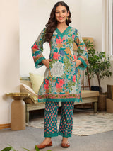 Green Printed Pakistani-Style Suit Kurta Set