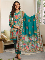 Green Printed Pakistani-Style Suit Kurta Set