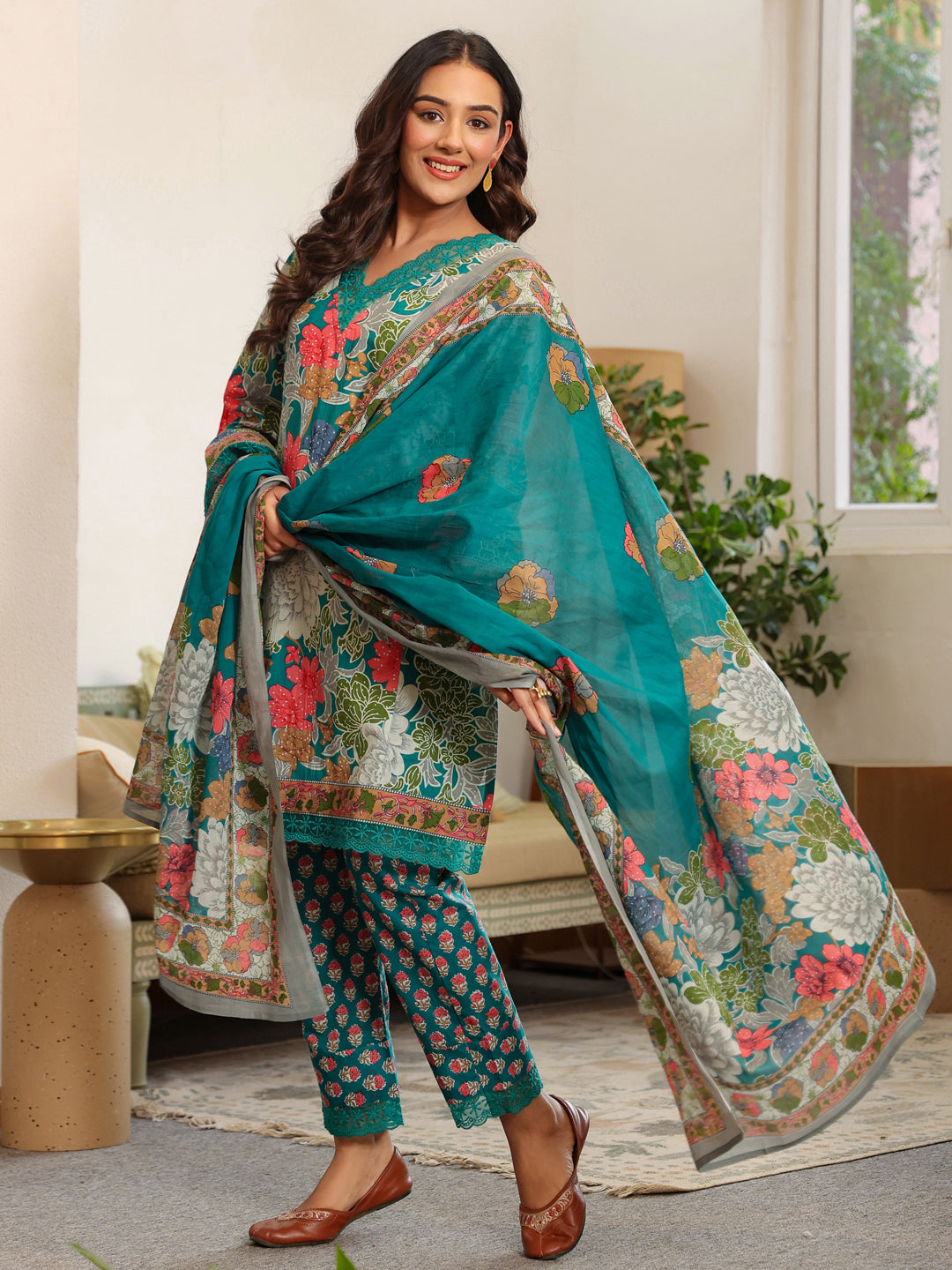 Green Printed Pakistani-Style Suit Kurta Set