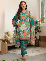 Green Printed Pakistani-Style Suit Kurta Set