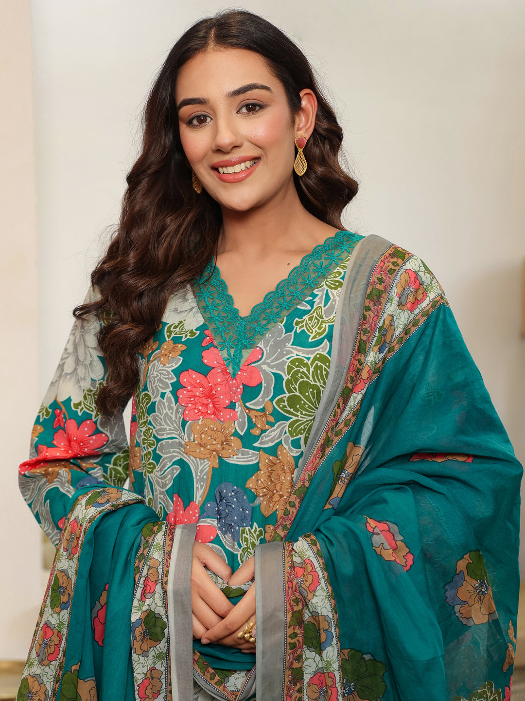Green Printed Pakistani-Style Suit Kurta Set