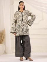 Black and Cream Hand Block Printed Farshi Kurta & Salwar Set