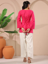 Pink Corset-Style Pure Cotton Farshi Co-Ord Set
