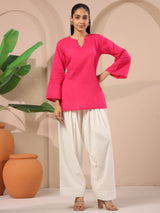 Pink Corset-Style Pure Cotton Farshi Co-Ord Set