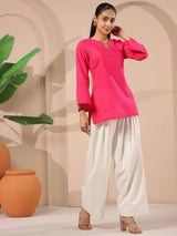 Pink Corset-Style Pure Cotton Farshi Co-Ord Set
