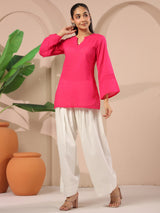 Pink Corset-Style Pure Cotton Farshi Co-Ord Set