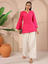Pink Corset-Style Pure Cotton Top With Tie-up Details